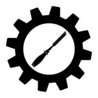 Simple illustration of chisel icon in gear for app or web vector