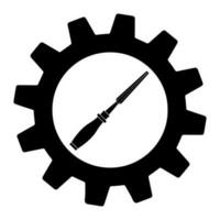 Simple illustration of chisel icon in gear for app or web vector