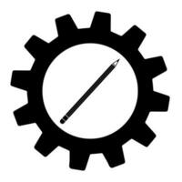 Simple pencil icon on gear isolated illustration vector