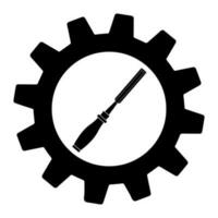 Simple illustration of chisel icon in gear for app or web vector