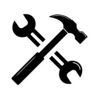 Simple spanner and hammer isolated on white background Icon for apps and websites vector