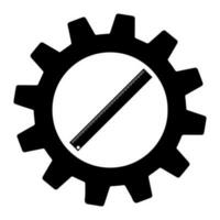 Simple ruler tool in gear flat icon illustration vector
