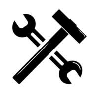 Simple spanner and hammer isolated on white background Icon for apps and websites vector