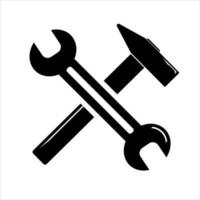 Simple spanner and hammer isolated on white background Icon for apps and websites vector