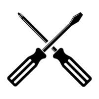 Slotted common blade screwdriver flat. Icon for apps and websites on isolated on white vector