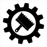 Putty knife flat icon in gear, build and repair, spatula sign vector graphics.  Simple illustration of wide spatula vector icon for web