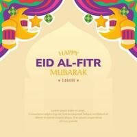 Ramadan greeting card design, in a fun design style vector