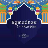 Ramadan greeting card design, in a fun design style vector