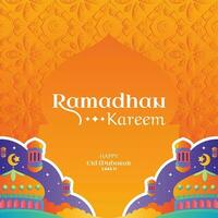 Ramadan greeting card design, in a fun design style vector