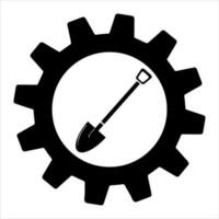 Shovel icon in gear illustration on the white background vector
