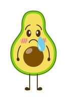 Avocado cartoon character mascot design of illustration. Cute avocado cartoon sticker. Avocado emoticon. vector