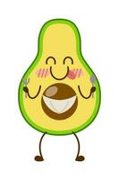 Avocado cartoon character mascot design of illustration. Cute avocado cartoon sticker. Avocado emoticon. vector