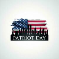 Patriot day design with American flag and New York skyline. vector
