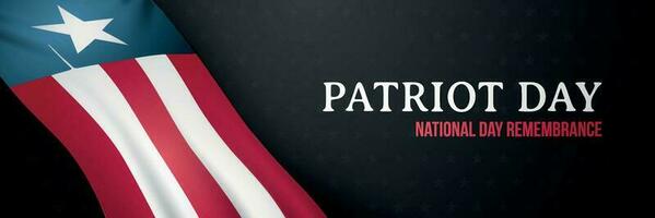 Dark horizontal banner for Patriot Day. 911 National day of remembrance. vector