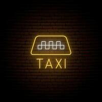 Neon taxi sign. vector