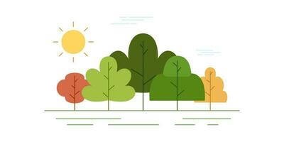 vector ilustración en sencillo mínimo naturaleza paisaje, plano estilo resumen horizontal bandera y antecedentes con Copiar espacio para texto - encabezamiento imágenes para web