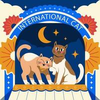 vector plano internacional gato día ilustración
