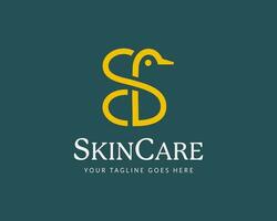 Vector Letter S bird monoline with elegant style logo design for skin care and beauty