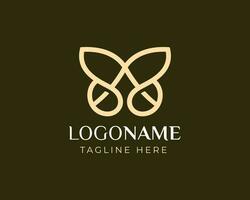 Vector luxury butterfly gold color for beauty clinic icon logo design template