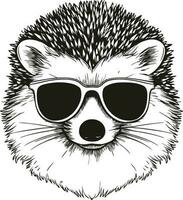 Cool hedgehog in sunglasses vector