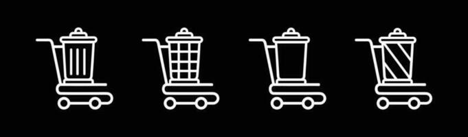 trash trolley  open icon Vector illustration design, icon set  Garbage or rubbish collection. concept on black background