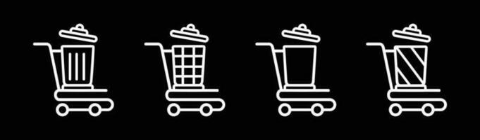 trash trolley  open icon Vector illustration design, icon set  Garbage or rubbish collection. concept on black background