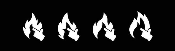 flame of various shapes bonfire vector illustration background white,fire flat line icons set   concept on black background