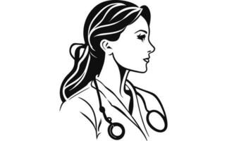 enfermeras silueta vector arte, silueta de mujer doctor.