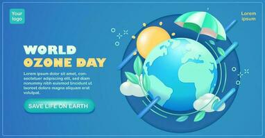 World Ozone Day. 3d illustration of earth weather umbrella and plants. Aims to educate people about the depletion of the Ozone Layer and find possible solutions to preserve it. Suitable for events vector