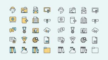 E learning Icons, elements, icon packs vector