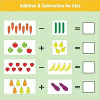 Print Addition and Subtraction game for kids vector