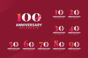 Anniversary Set Number Ribbon Design vector