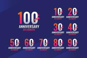 Anniversary Set Number Ribbon Design vector