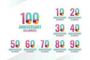 Anniversary Number Design Colorfull Style vector