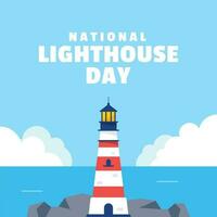 National Lighthouse Day Flat Illustration event vector