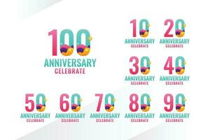 Anniversary Number Design Colorful Style vector