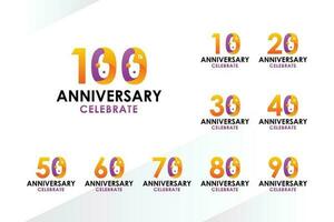 Anniversary Number Design Colorful Style vector