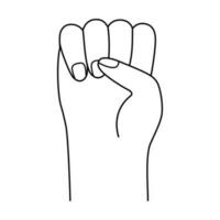 Gesture clenched fist hand fingers. Power and motivation concept in line style vector