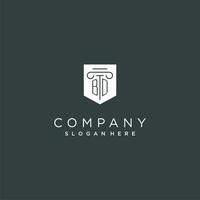 BD monogram with pillar and shield logo design, luxury and elegant logo for legal firm vector