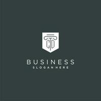 CO monogram with pillar and shield logo design, luxury and elegant logo for legal firm vector