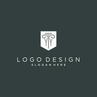 YY monogram with pillar and shield logo design, luxury and elegant logo for legal firm vector