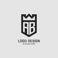 Initial AB logo shield shape, creative esport logo design vector