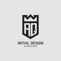 Initial AQ logo shield shape, creative esport logo design vector