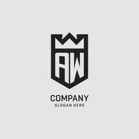 Initial AW logo shield shape, creative esport logo design vector