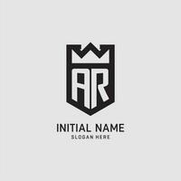 Initial AR logo shield shape, creative esport logo design vector