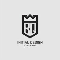 Initial BQ logo shield shape, creative esport logo design vector