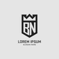 Initial BN logo shield shape, creative esport logo design vector