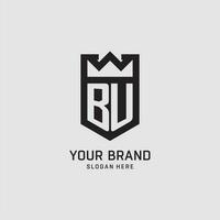 Initial BU logo shield shape, creative esport logo design vector