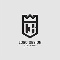 Initial CB logo shield shape, creative esport logo design vector