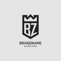 Initial BZ logo shield shape, creative esport logo design vector